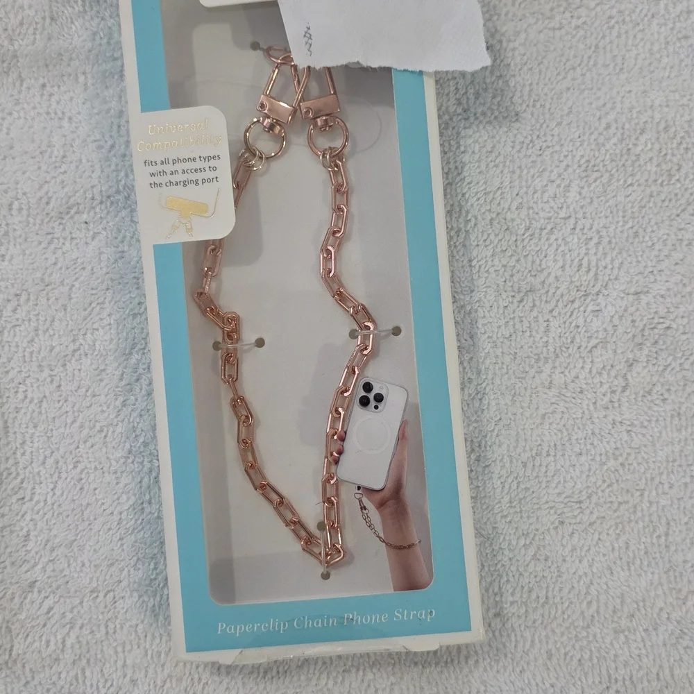 Rose Gold Paperclip Chain Phone Strap